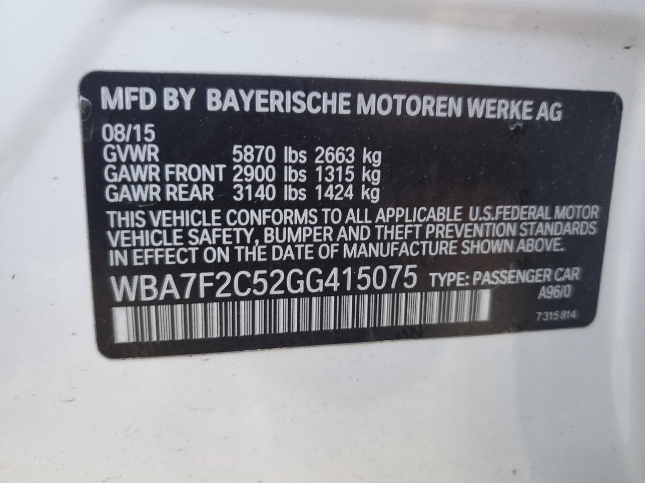 Photo 11 VIN: WBA7F2C52GG415075 - BMW 7ER 