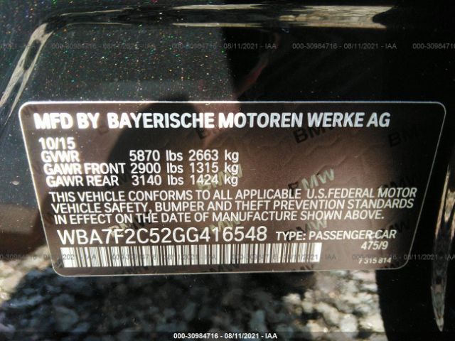 Photo 8 VIN: WBA7F2C52GG416548 - BMW 7 SERIES 