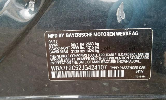 Photo 9 VIN: WBA7F2C52JG424107 - BMW 750I 