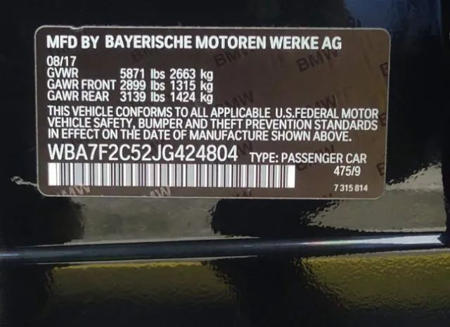 Photo 8 VIN: WBA7F2C52JG424804 - BMW 750I 