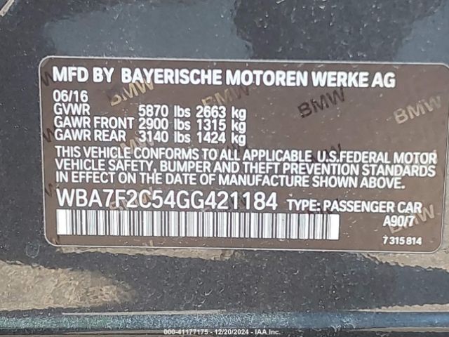 Photo 8 VIN: WBA7F2C54GG421184 - BMW 750I 