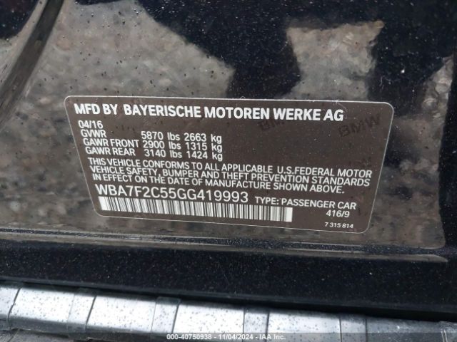 Photo 8 VIN: WBA7F2C55GG419993 - BMW 750I 