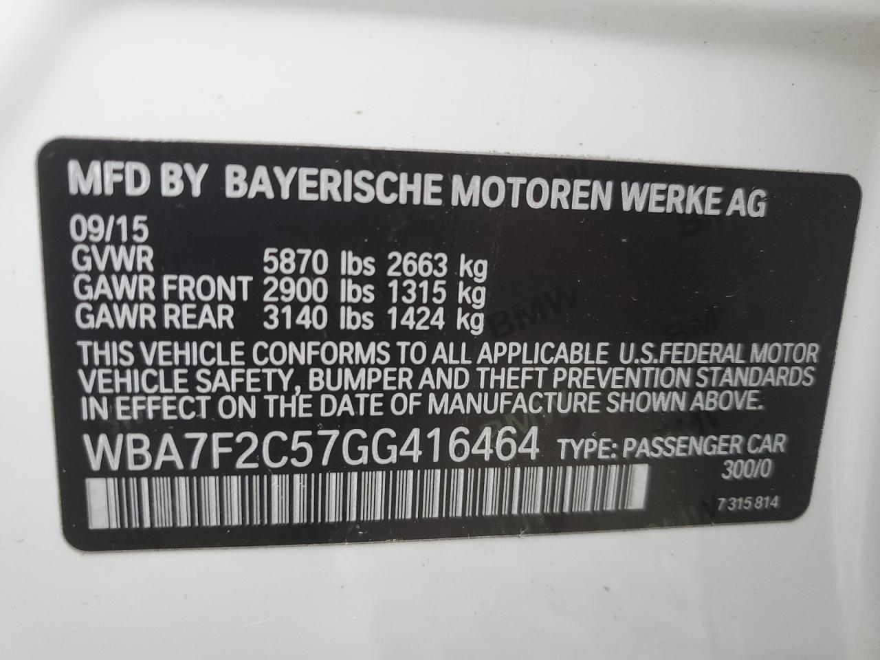 Photo 12 VIN: WBA7F2C57GG416464 - BMW 7 SERIES 