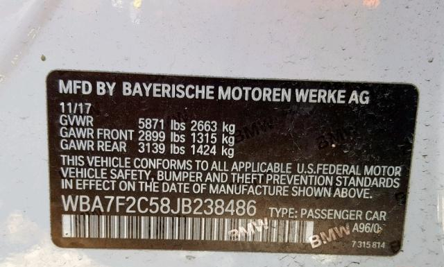 Photo 9 VIN: WBA7F2C58JB238486 - BMW 750I 