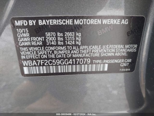 Photo 8 VIN: WBA7F2C59GG417079 - BMW 750I 