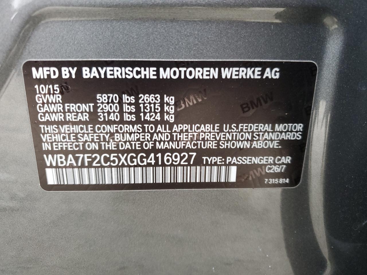 Photo 11 VIN: WBA7F2C5XGG416927 - BMW 7ER 