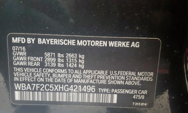 Photo 9 VIN: WBA7F2C5XHG421496 - BMW 750 