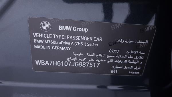 Photo 2 VIN: WBA7H6107JG987517 - BMW 760 LI 