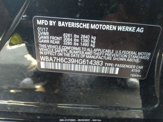 Photo 8 VIN: WBA7H6C39HG614383 - BMW 7 