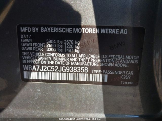 Photo 8 VIN: WBA7J2C52JG938358 - BMW 740E 