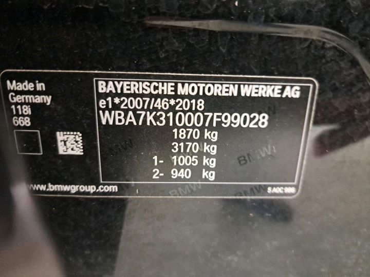 Photo 5 VIN: WBA7K310007F99028 - BMW 1 