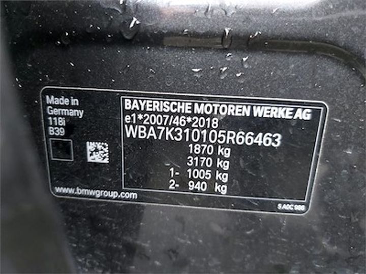 Photo 11 VIN: WBA7K310105R66463 - BMW 1 HATCH - 2019 