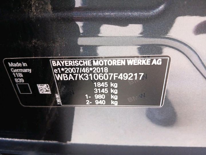 Photo 10 VIN: WBA7K310607F49217 - BMW 1 HATCH 