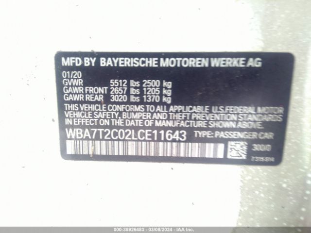 Photo 8 VIN: WBA7T2C02LCE11643 - BMW 740I 