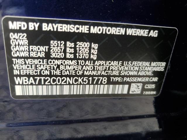 Photo 11 VIN: WBA7T2C02NCK51778 - BMW 7 SERIES 