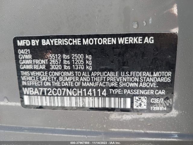 Photo 8 VIN: WBA7T2C07NCH14114 - BMW 740I 