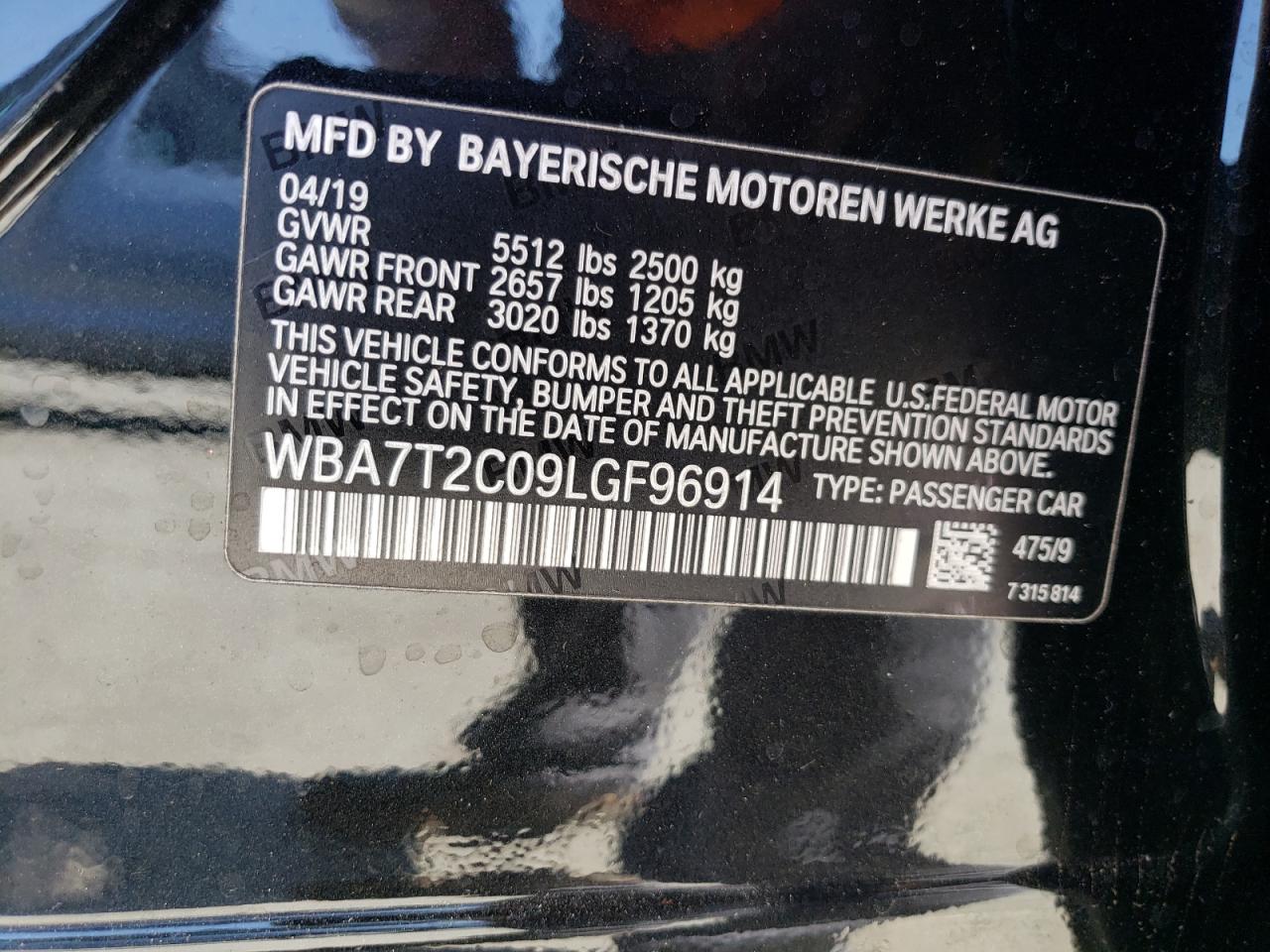 Photo 12 VIN: WBA7T2C09LGF96914 - BMW 7ER 