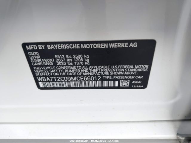 Photo 8 VIN: WBA7T2C09MCE66012 - BMW 7 SERIES 