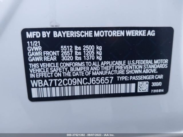 Photo 8 VIN: WBA7T2C09NCJ65657 - BMW 740I 