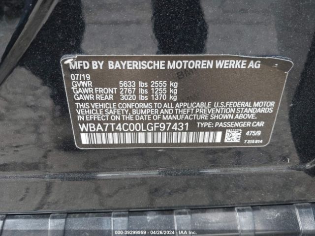 Photo 8 VIN: WBA7T4C00LGF97431 - BMW 740I 