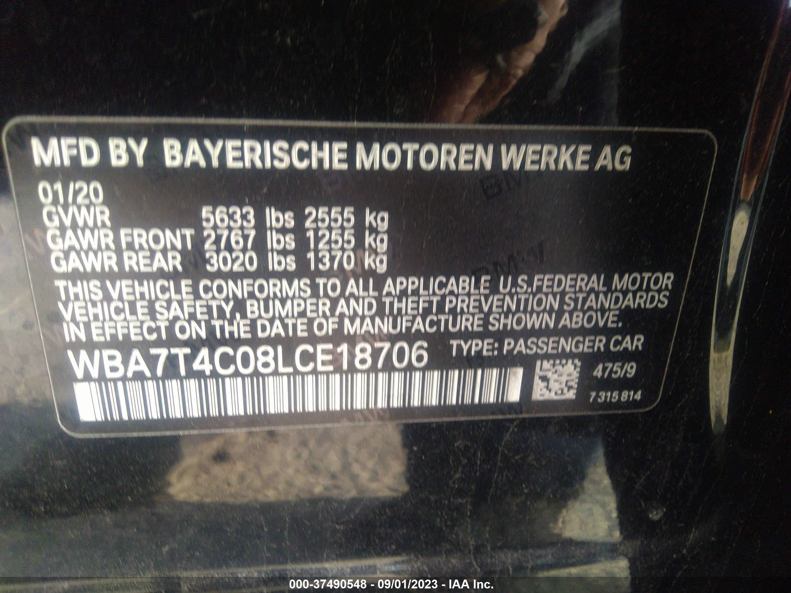 Photo 8 VIN: WBA7T4C08LCE18706 - BMW 7 SERIES 