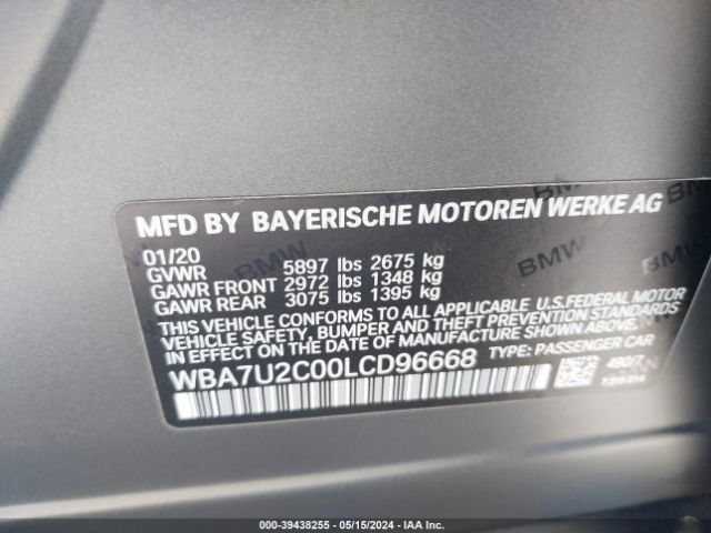 Photo 8 VIN: WBA7U2C00LCD96668 - BMW 750I 