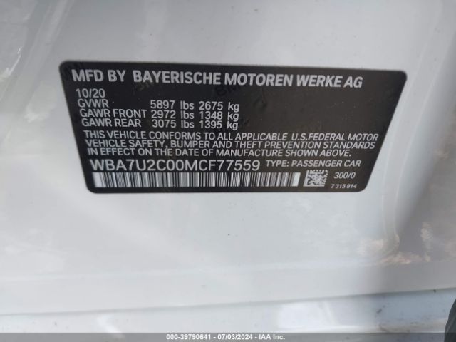 Photo 8 VIN: WBA7U2C00MCF77559 - BMW 750I 