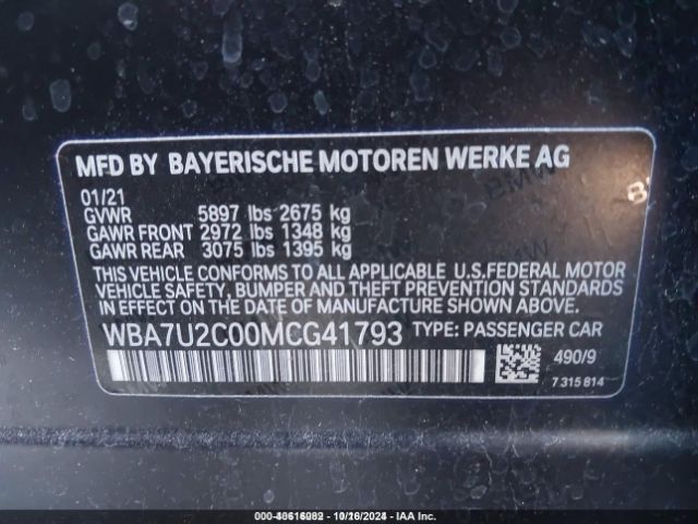 Photo 8 VIN: WBA7U2C00MCG41793 - BMW 750I 