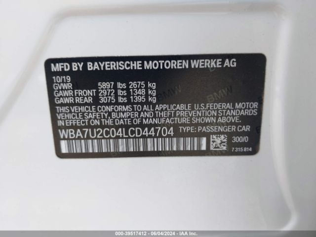 Photo 8 VIN: WBA7U2C04LCD44704 - BMW 750I 