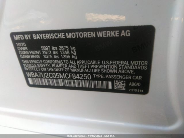 Photo 8 VIN: WBA7U2C05MCF84250 - BMW 7 SERIES 