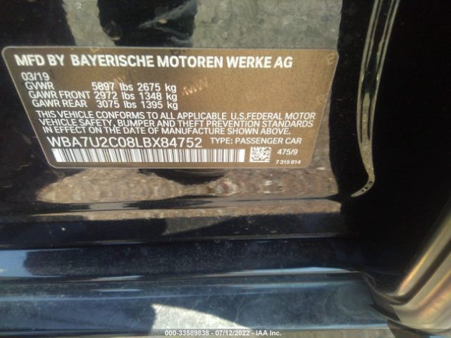 Photo 8 VIN: WBA7U2C08LBX84752 - BMW 7 SERIES 