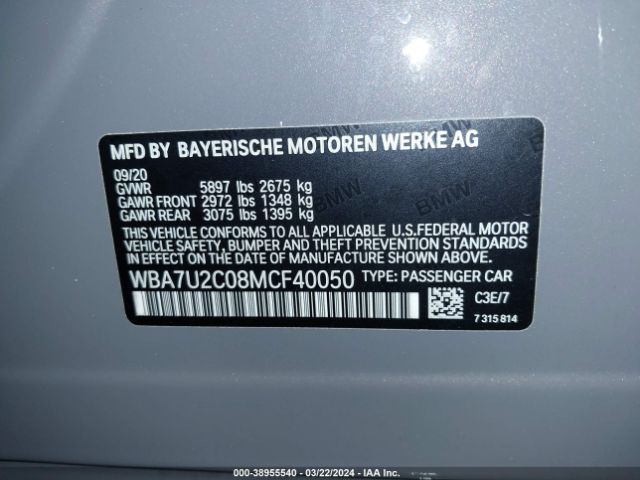 Photo 8 VIN: WBA7U2C08MCF40050 - BMW 750I 