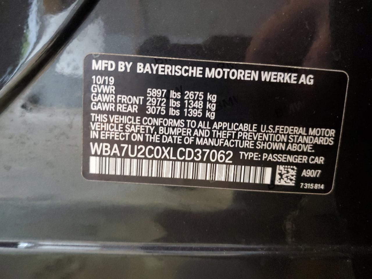 Photo 12 VIN: WBA7U2C0XLCD37062 - BMW 7ER 