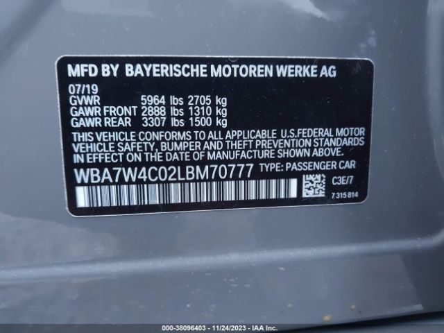 Photo 8 VIN: WBA7W4C02LBM70777 - BMW 7 SERIES 