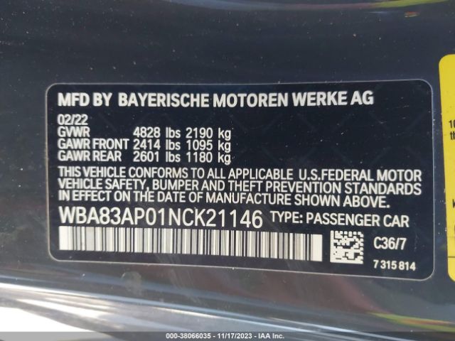 Photo 8 VIN: WBA83AP01NCK21146 - BMW M440I 