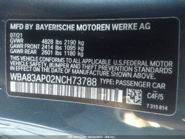 Photo 8 VIN: WBA83AP02NCH73788 - BMW M440I 