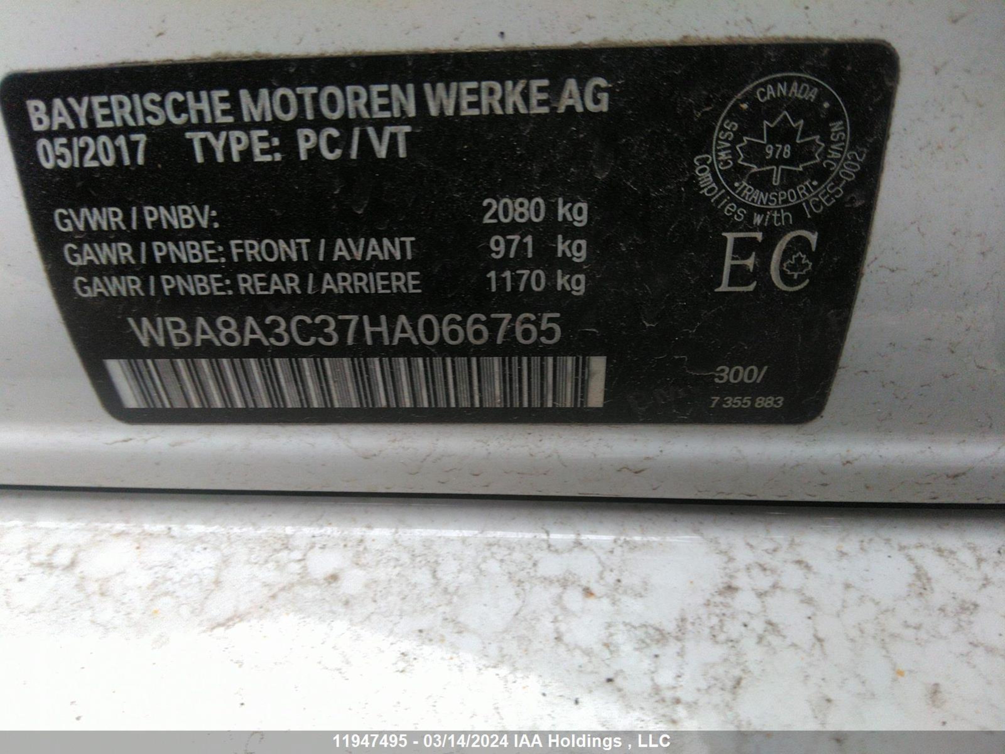 Photo 8 VIN: WBA8A3C37HA066765 - BMW 3ER 