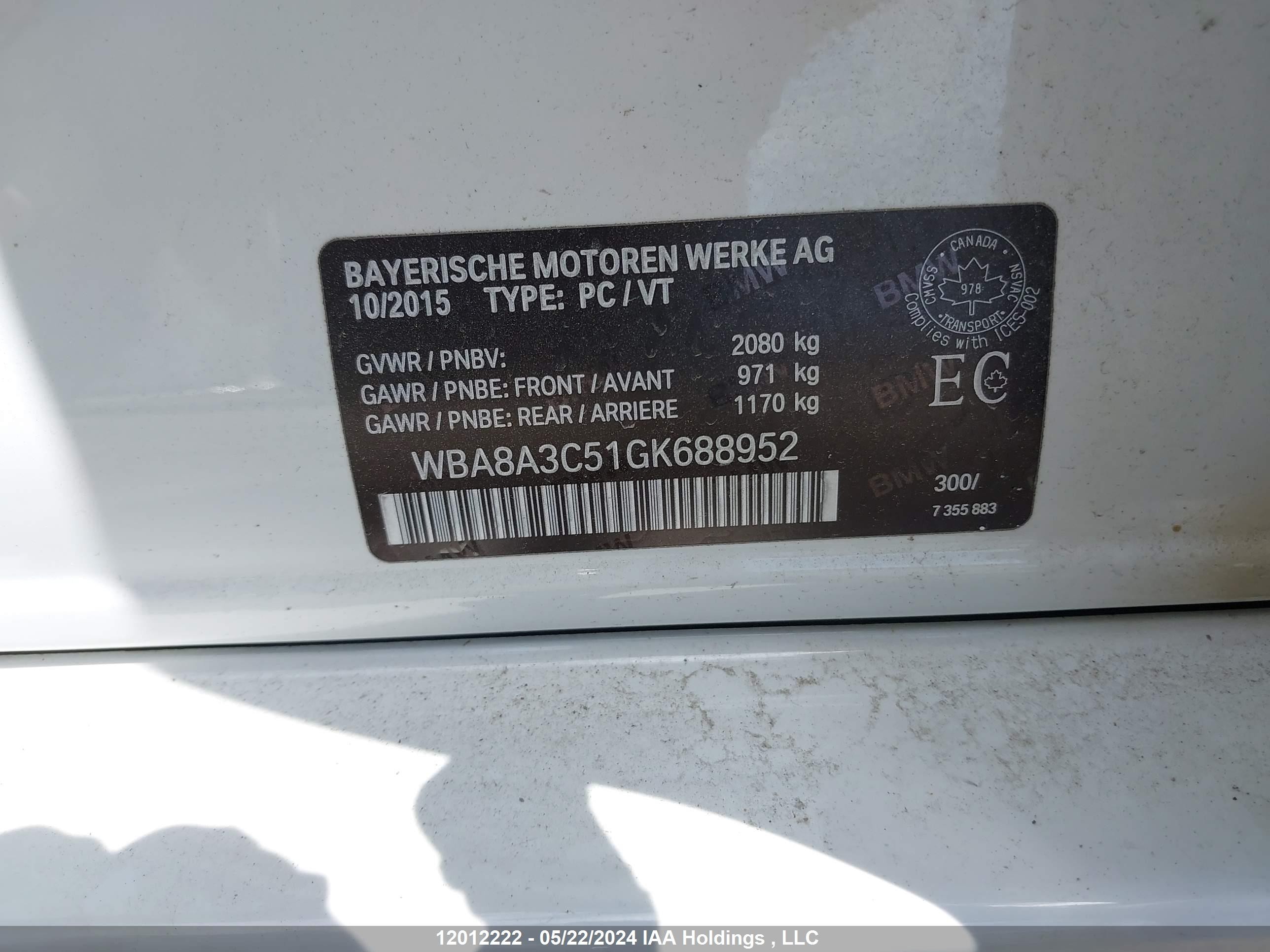 Photo 8 VIN: WBA8A3C51GK688952 - BMW 3ER 