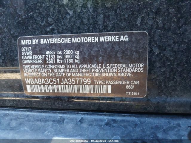 Photo 8 VIN: WBA8A3C51JA357799 - BMW 320I 