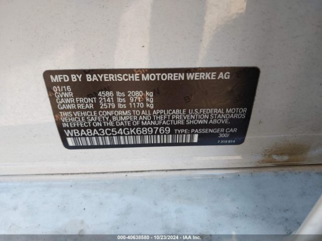 Photo 8 VIN: WBA8A3C54GK689769 - BMW 320I 