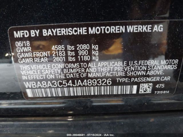 Photo 8 VIN: WBA8A3C54JA489326 - BMW 320I 