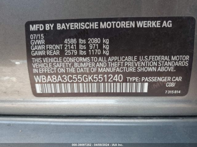 Photo 8 VIN: WBA8A3C55GK551240 - BMW 320 