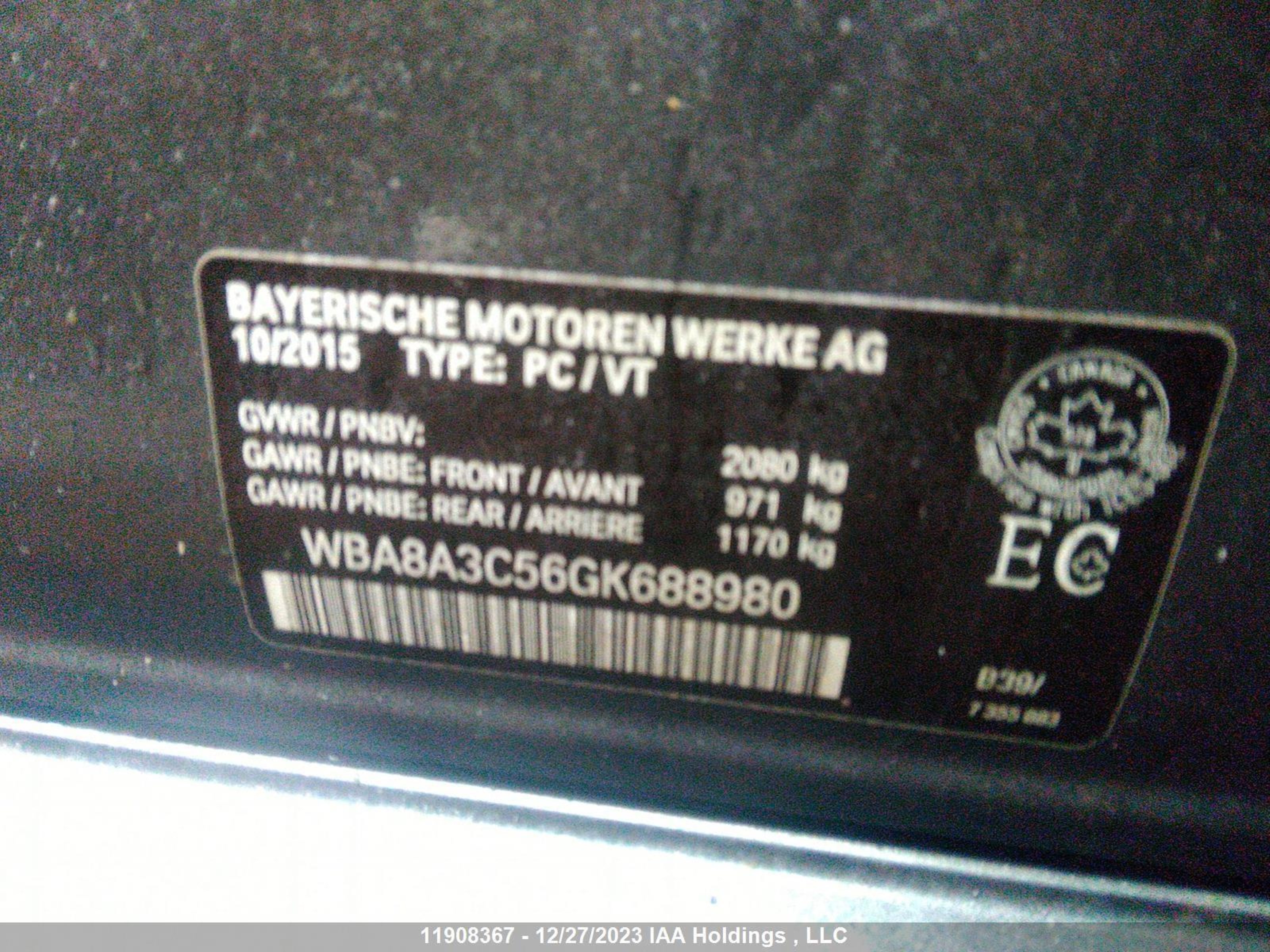 Photo 8 VIN: WBA8A3C56GK688980 - BMW 3ER 