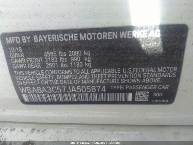 Photo 8 VIN: WBA8A3C57JA505874 - BMW 3 