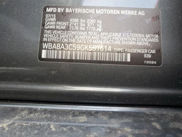 Photo 11 VIN: WBA8A3C59GK551614 - BMW 320 XI 