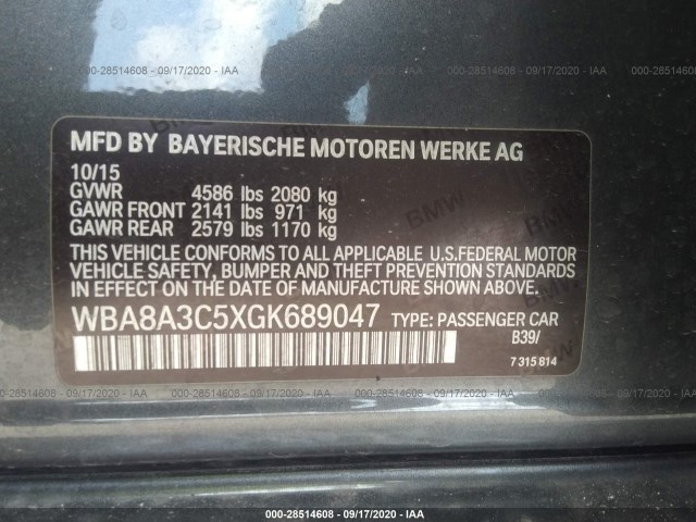 Photo 8 VIN: WBA8A3C5XGK689047 - BMW 320KHI 