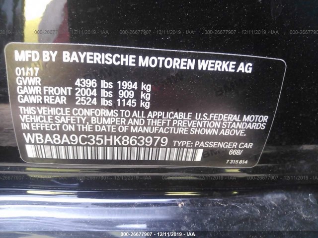 Photo 8 VIN: WBA8A9C35HK863979 - BMW 320I 