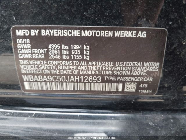 Photo 8 VIN: WBA8A9C50JAH12693 - BMW 320I 