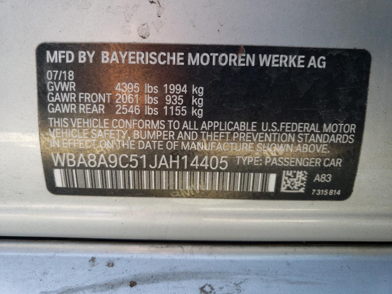 Photo 11 VIN: WBA8A9C51JAH14405 - BMW 3ER 