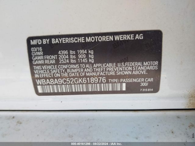 Photo 8 VIN: WBA8A9C52GK618976 - BMW 320I 